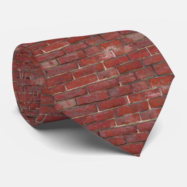 Deep Red Brick Wall Pattern Neck Tie (Rolled)