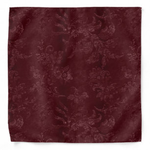 Deep Red Burgundy Floral Christmas Bandana