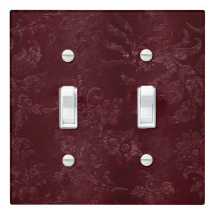 Deep Red Burgundy Floral Christmas Light Switch Cover
