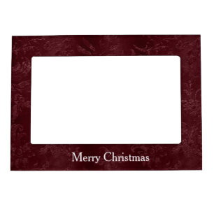 Deep Red Burgundy Floral Christmas Magnetic Frame