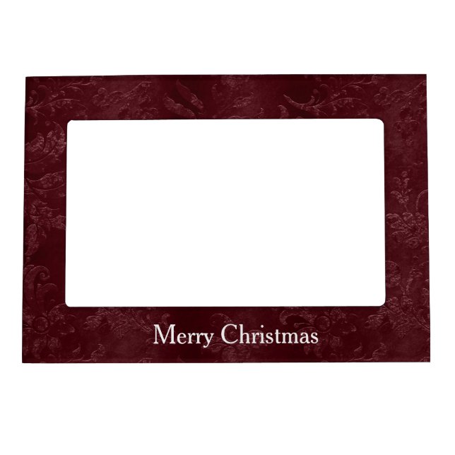 Deep Red Burgundy Floral Christmas Magnetic Frame (Front)