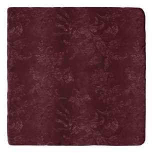 Deep Red Burgundy Floral Christmas Trivet