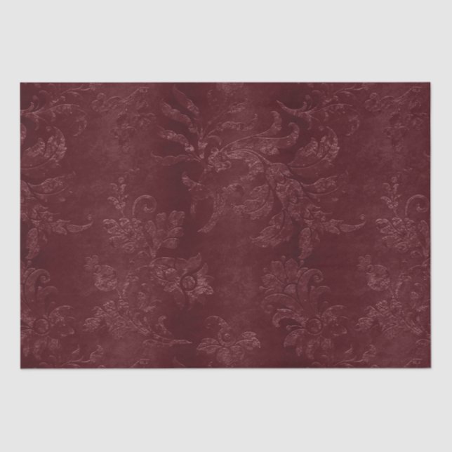 Deep Red Burgundy Floral Tissue Paper (Front)
