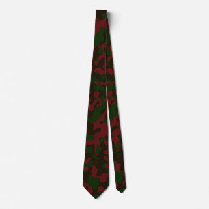 Deep Red Camouflage in Dark Green and Black Neck Tie