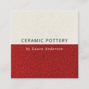 DEEP RED CERAMIC POTTERY GLAZED SPECKLED TEXTURE SQUARE BUSINESS CARD