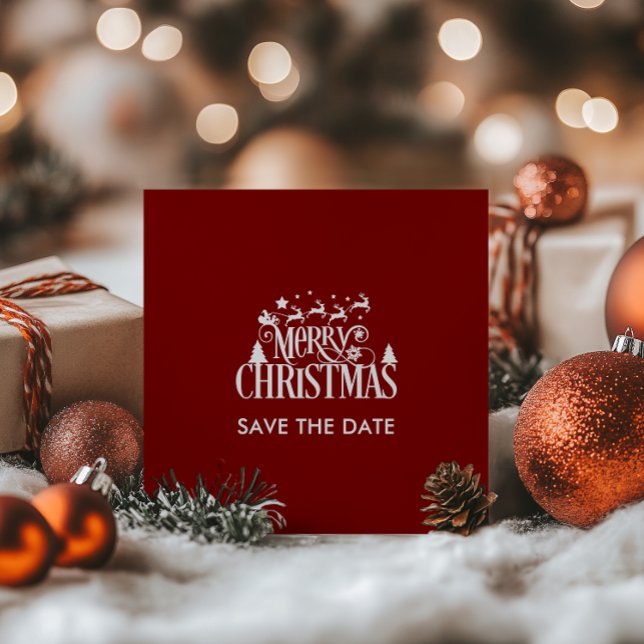 Deep Red Christmas Brunch Party Save The Date (Deep Red Christmas Brunch Party Save The Date)