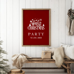 Deep Red Christmas Party Foam Board