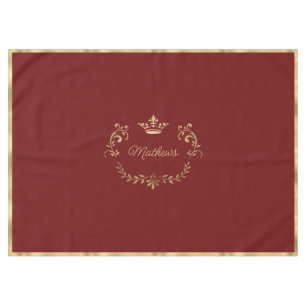 Deep Red Crown Crest Personalized  Tablecloth