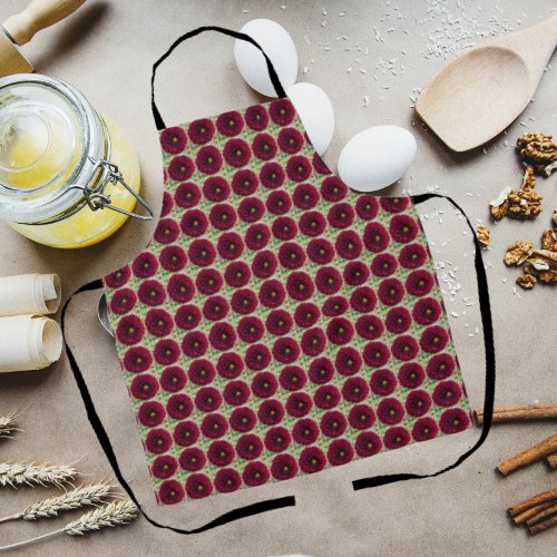 Deep Red Dahlia Floral Pattern Apron