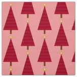 Deep red damask modern Christmas tree Fabric