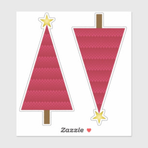 Deep red damask modern Christmas tree Sticker