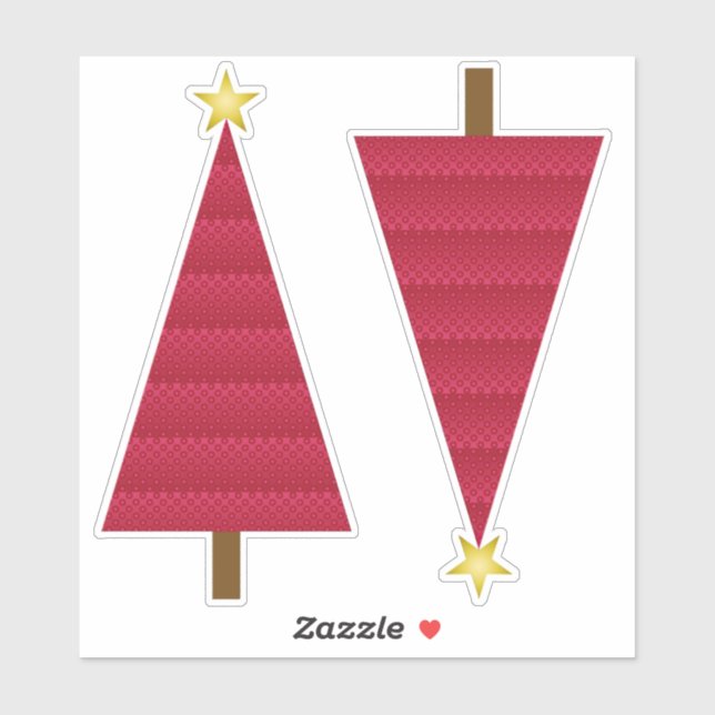 Deep red damask modern Christmas tree Sticker (Sheet)
