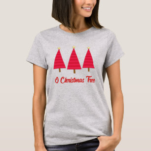 Deep red damask modern Christmas tree T-Shirt