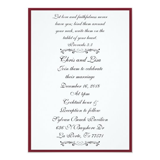 Deep Red Elegant Bible Scripture Wedding Invitation Zazzle Com