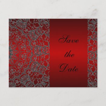 Deep Red Elegant Modern Lace Save The Date by House_of_Grosch at Zazzle