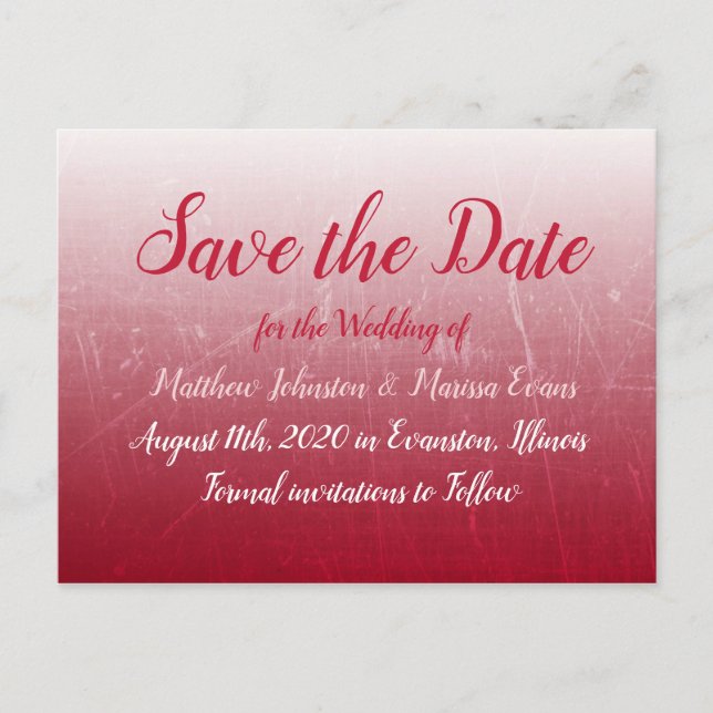 Deep Red Fade Bubbles  Save the Date Postcard (Front)