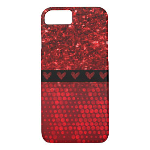 Deep Red Faux Glitter Lights iPhone 8/7 Case