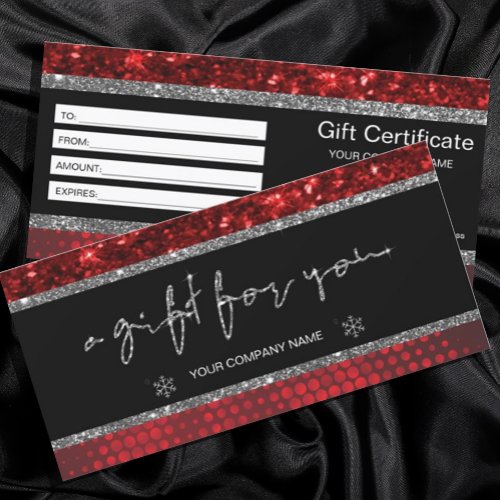 Deep Red Faux Glitter Lights Gift Certificate