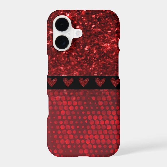 Deep Red Faux Glitter Lights Iphone Case (Back)
