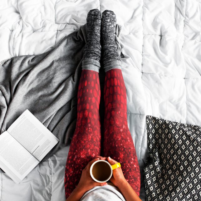 Deep Red Faux Glitter Lights Leggings (Creator Uploaded)
