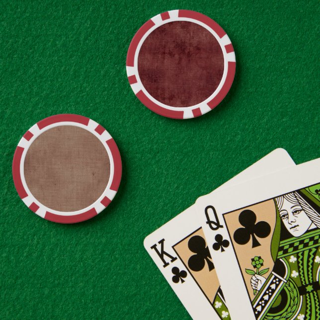 Deep Red Faux Linen (linen look) Poker Chips (Poker Table (Double))