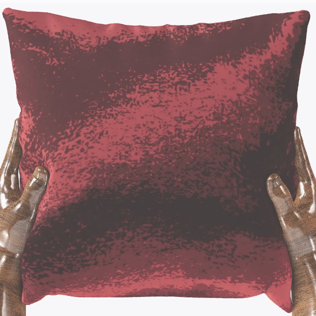 Deep Red Faux Velvet Print Throw Pillow (Creator Uploaded)