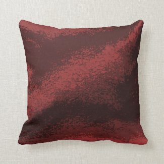 Deep Red Faux Velvet Print Throw Pillow