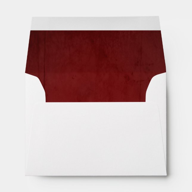 Deep Red Faux Velvet Textured Look Lining Envelope (Back (Bottom))