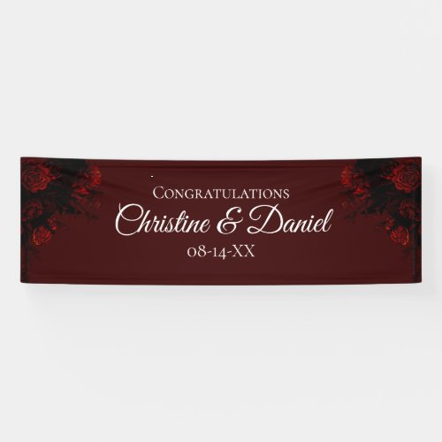 Deep Red Floral Elegant Gothic Wedding Banner