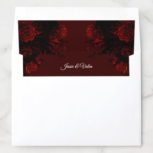 Deep Red Floral Elegant Gothic Wedding Envelope Liner