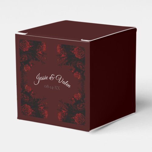 Deep Red Floral Elegant Gothic Wedding Favor Boxes