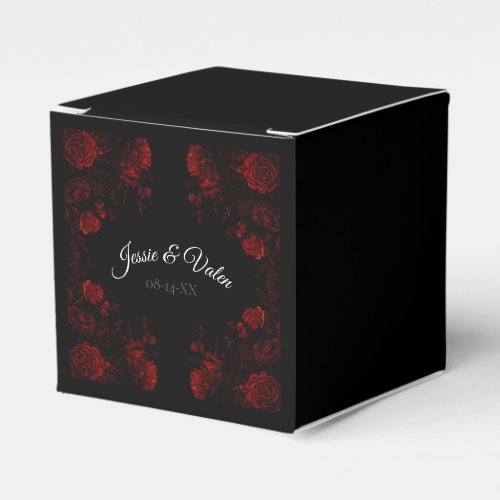 Deep Red Floral Elegant Gothic Wedding Favor Boxes