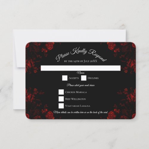 Deep Red Floral Elegant Gothic Wedding Invitation