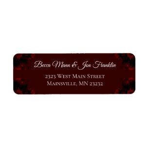Deep Red Floral Elegant Gothic Wedding Label