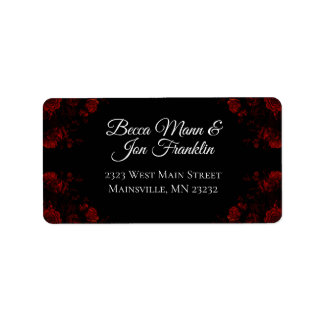 Deep Red Floral Elegant Gothic Wedding Label