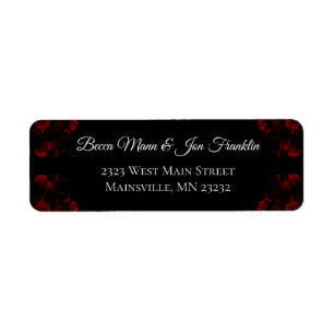 Deep Red Floral Elegant Gothic Wedding Label