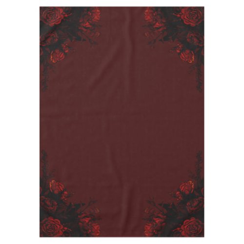 Deep Red Floral Elegant Gothic Wedding Tablecloth