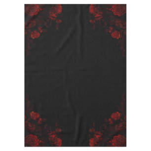 Deep Red Floral Elegant Gothic Wedding Tablecloth