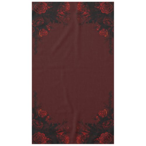 Deep Red Floral Elegant Gothic Wedding Tablecloth