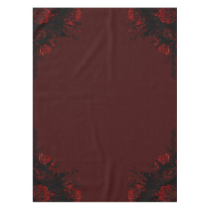 Deep Red Floral Elegant Gothic Wedding Tablecloth