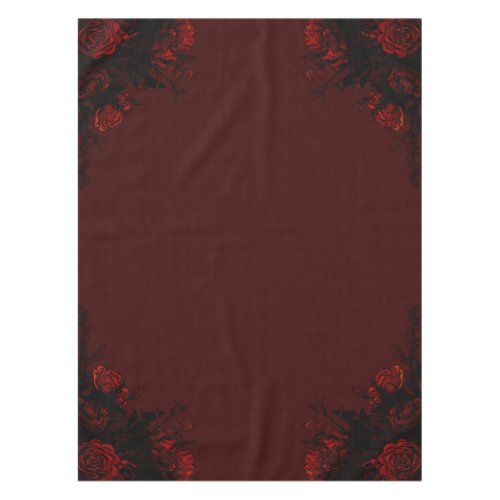 Deep Red Floral Elegant Gothic Wedding Tablecloth