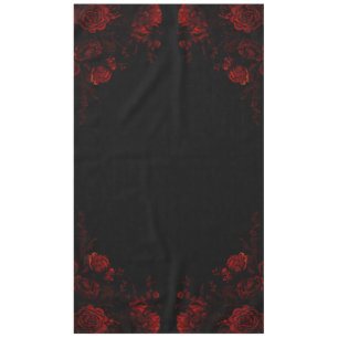 Deep Red Floral Elegant Gothic Wedding Tablecloth