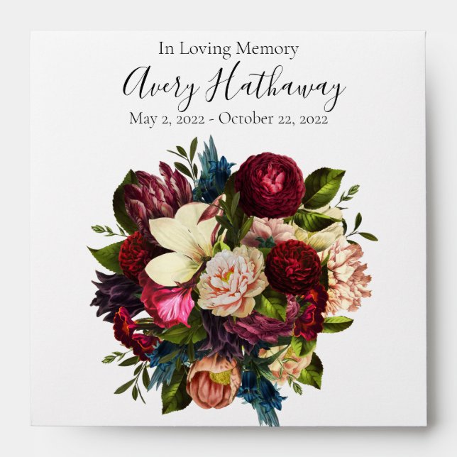 Deep Red Flower Memorial Seed Packet Envelope (Front)