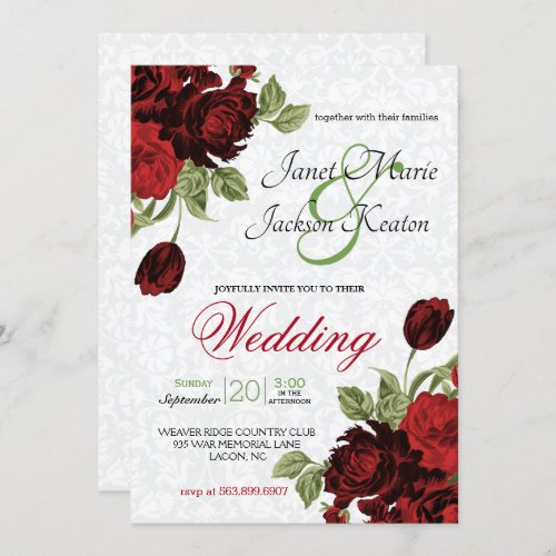 Deep Red Flowers Invitation