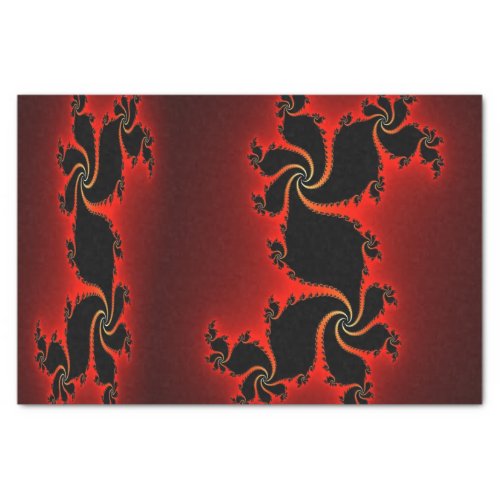 Deep Red Fractal Dragon Art Design Tissue Paper