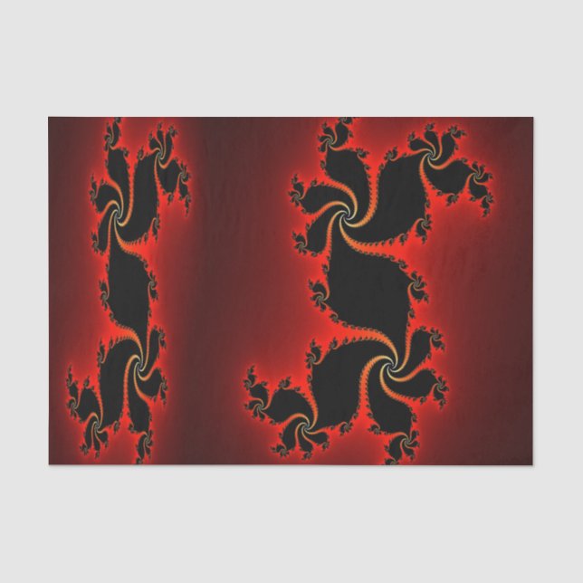 Deep Red Fractal Dragon Art Design Tissue Paper (Front)