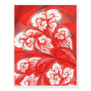 deep red fractal flowers (A) Temporary Tattoos