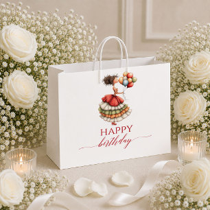 Deep Red Funny Woman Marsala Script Birthday gift  Large Gift Bag
