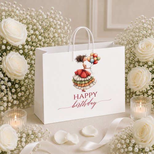 Deep Red Funny Woman Marsala Script Birthday gift  Large Gift Bag