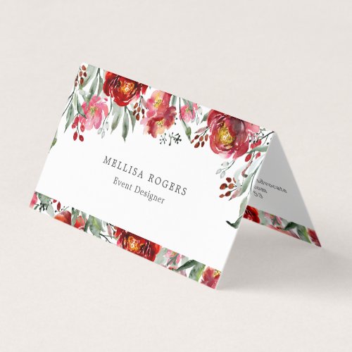 Deep_red garden flowers border business card